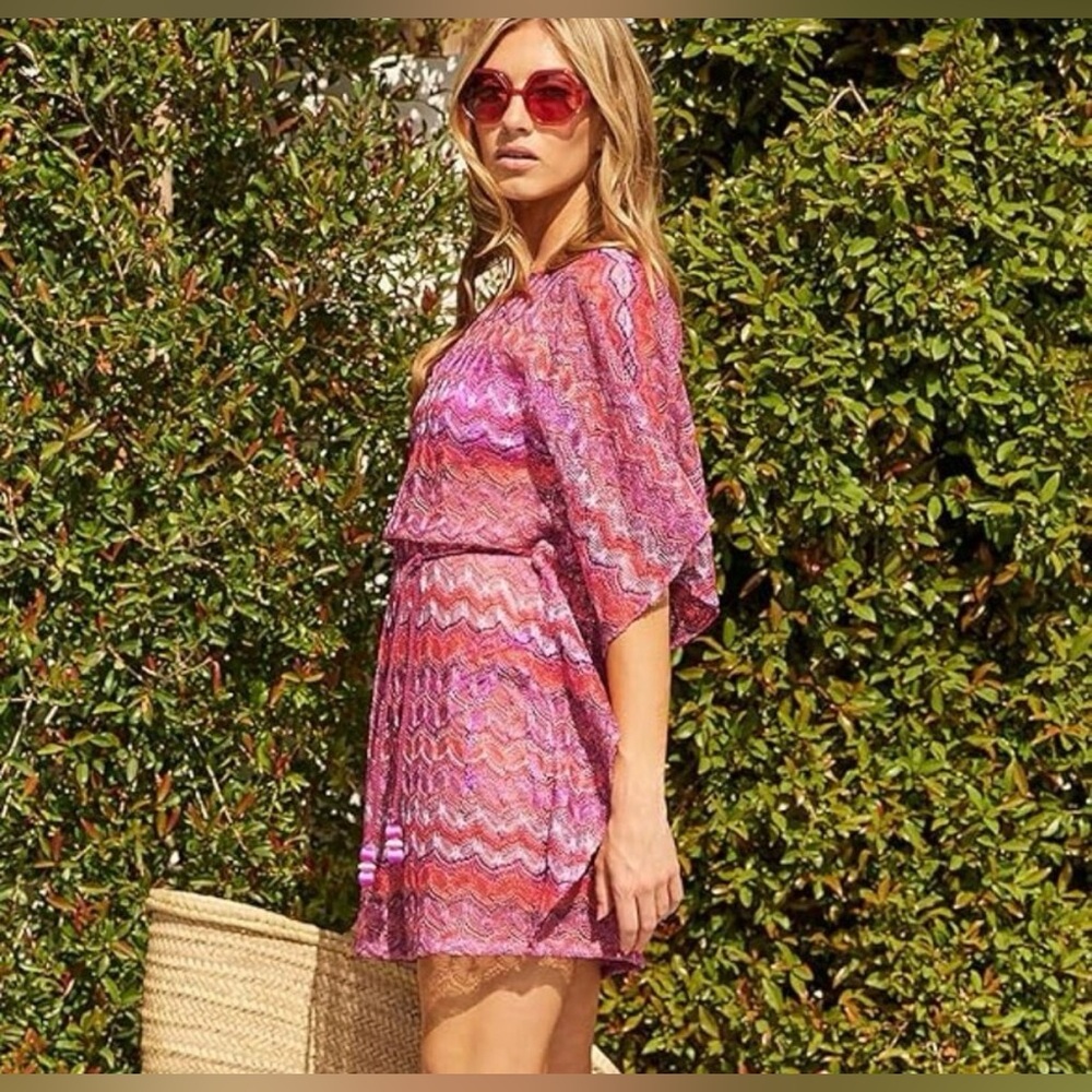 NWT Trina Turk Athena Belted Caftan Swim Cover-Up Multicolor Crochet Size S–M